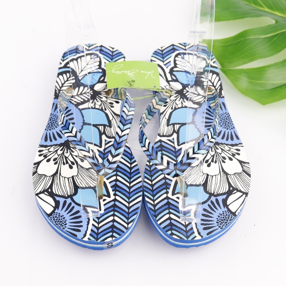 Vera Bradley Womens Sandals Size 6 Blue Bayou Thong Flip Flop Slide Paisley Shoe